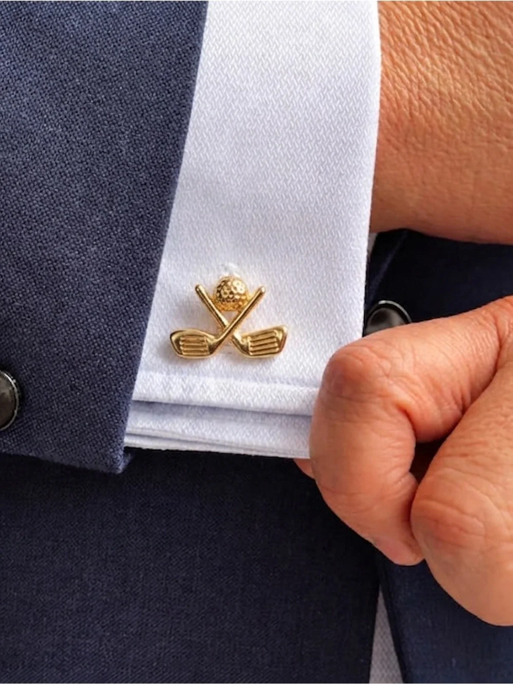 Vintage Gold Golf Club and Ball Cufflinks